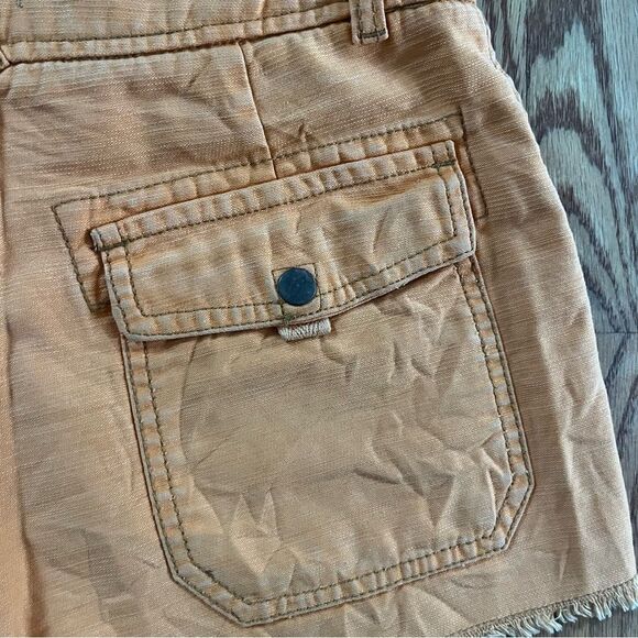 Free People Women's Orange Frayed Edge Shorts 0 - Picture 6 of 9